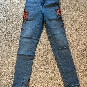 Rose embroidered Top Shop jeans